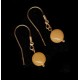 Baltic Amber  Butterscotch / Egg Yolk Color Ball Shape Earrings Gold Plated Sterling Silver 925