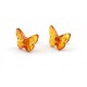 Baltic Amber Cognac Color 925 Sterling Silver Stud Earrings "Butterfly"