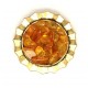 Gold Color Brooch / Pendant With Multi Color Baltic Amber Pieces