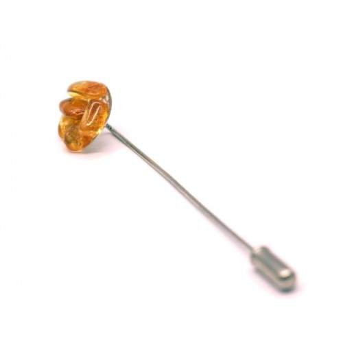 Silver Color Pin With Multi Color Baltic Amber Pieces
