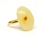 Gold Color Adjustable Ring With Royal Milky Color Baltic Amber 