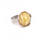 Silver Color Ring With Royal Milky Baltic Amber Adjustable
