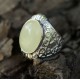 Silver Color Ring With Butter Color Baltic Amber Size 7 (17.5mm)