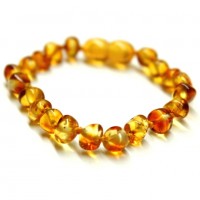 Polished Baroque Style Honey Baltic Amber Teething Bracelet/Anklet