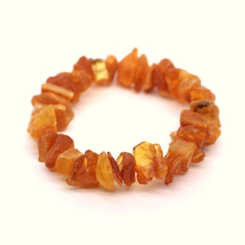Raw Split Style Honey Baltic Amber Adult Healing Bracelet Elastic