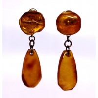 Vintage Baltic Amber Earrings Cognac Color with clip