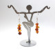Polished Baroque Style Light Cognac Baltic Amber Dangle Earrings 
