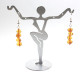 Polished Baroque Style Honey Baltic Amber Dangle Earrings 