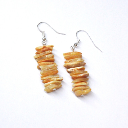 Raw Royal - Milky Baltic Amber Nuggets Dangle Earrings 