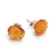 Baltic Amber Honey Color 925 Sterling Silver Stud Earrings "ROSE"