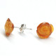 Baltic Amber Honey Color 925 Sterling Silver Stud Earrings "ROSE"