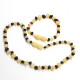 Polished Baroque Style Cherry / Milky Baltic Amber Teething Necklace / Bracelet Set