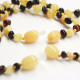 Polished Baroque Style Cherry / Milky Baltic Amber Teething Necklace / Bracelet Set