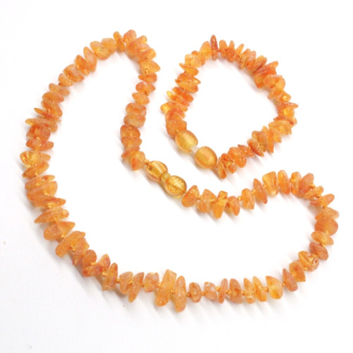 Unpolished Nugget Style Honey Baltic Amber Teething Necklace / Bracelet Set