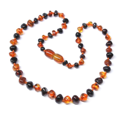 Polished Baroque Style Cognac/Cherry  Amber Baby Teething Necklace