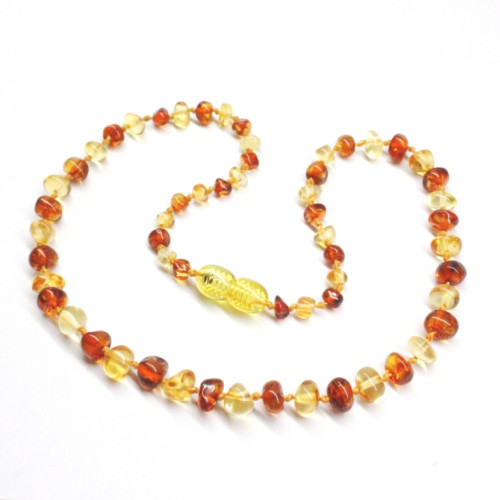 Polished Baroque Style Light Cognac / Lemon Baltic Amber Teething Necklace