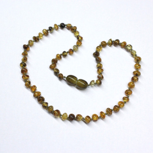 Polished Baroque Style Light Green Amber Baby Teething Necklace