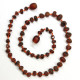 Unpolished Baroque Style Dark Cognac Color Baltic Amber Teething Necklace