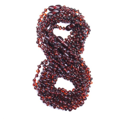Lot of 10 Polished Baraque Style Dark Cognac Amber Baby Teething Necklace