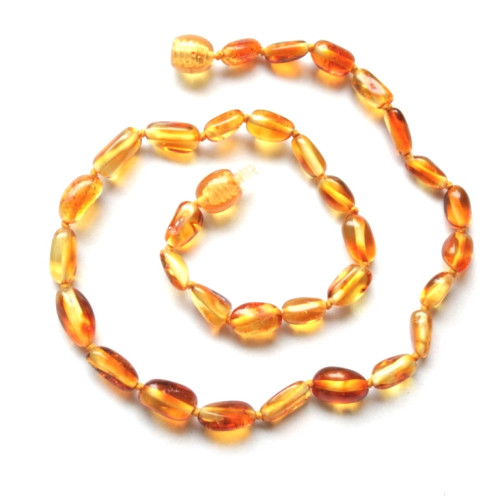 Lot of 10 Polished Bean Shaped Honey Amber Baby Teething Necklace