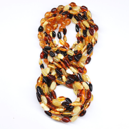 Lot of 10 Polished Bean Shaped Multicolor Amber Baby Teething Necklace