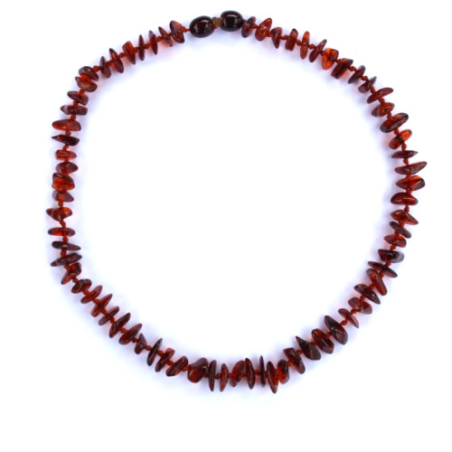 10 Polished Split Style Dark Cognac Amber Baby Teething Necklaces