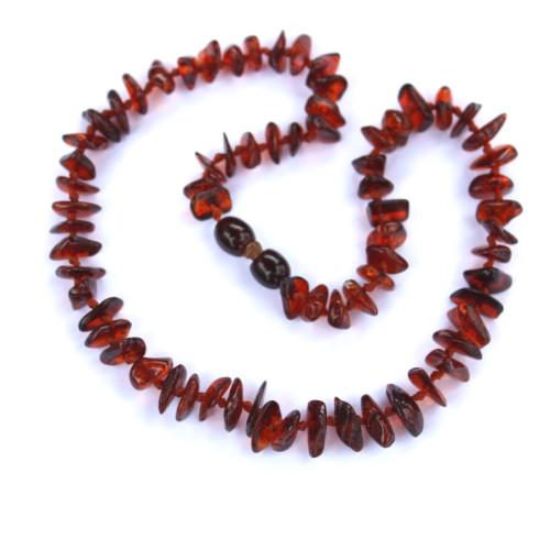 Polished Split Style Dark Cognac Teething Necklace