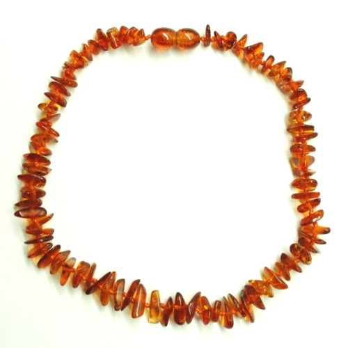 10 Polished Split Style Light Cognac Amber Baby Teething Necklaces