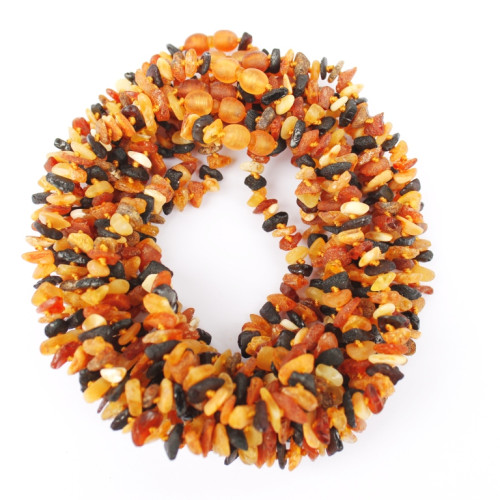 10 Raw Split Style Multi-color Baltic Amber Teething Necklace