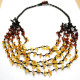5-Line Beads Multi-color Baltic Amber Necklace "RAINBOW"