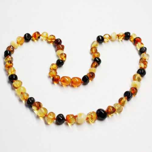 Lot of 10  Polished Baraque Style Multicolor Baltic Amber Necklaces