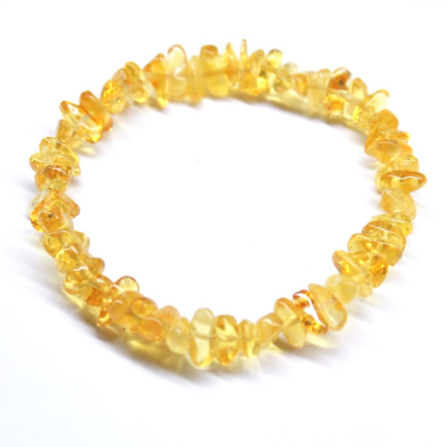 Polished Nuts Style Lemon Baltic Amber Adult Elastic Healing Bracelet 