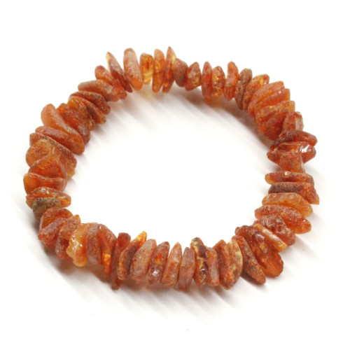 Raw Split Style Cognac Baltic Amber Adult Healing Bracelet Elastic