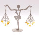 Romantic Ethno-Style Earrings with Honey Amber