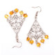Romantic Ethno-Style Earrings with Honey Amber