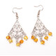 Romantic Ethno-Style Earrings with Honey Amber