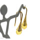 Gold-colored earrings with a honey-colored polished amber ball