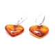 Heart Shape Baltic Amber Dangle Earrings Light Cognac Color Sterling Silver 925 