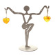 Heart-shaped honey-colored amber earrings with a 925 silver hook