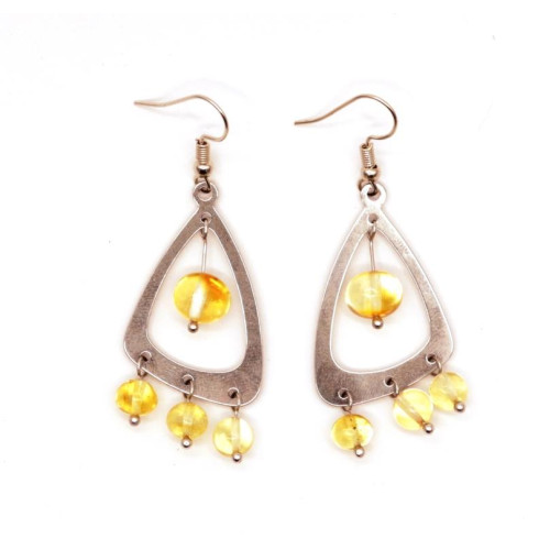 Stainless steel earrings with amber beads 15