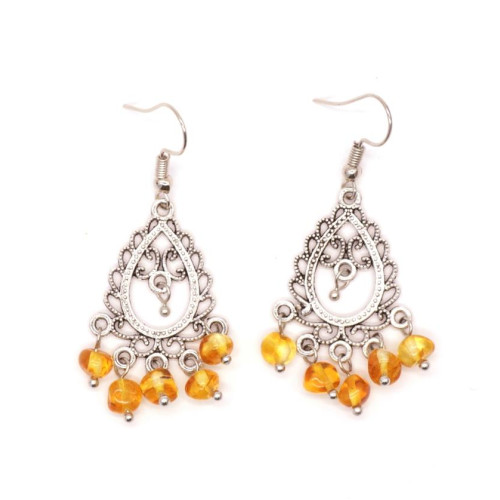 Romantic Ethno-Style Earrings with Honey Amber 16