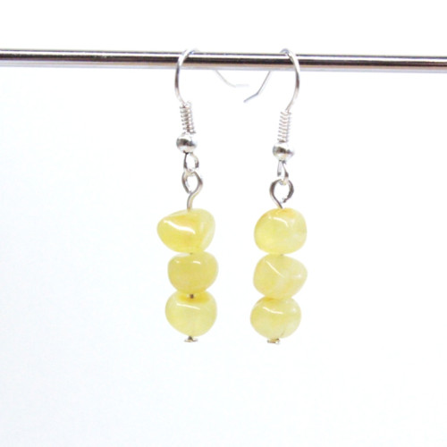 Polished Baroque Style Royal - Milky Baltic Amber Dangle Earrings 205
