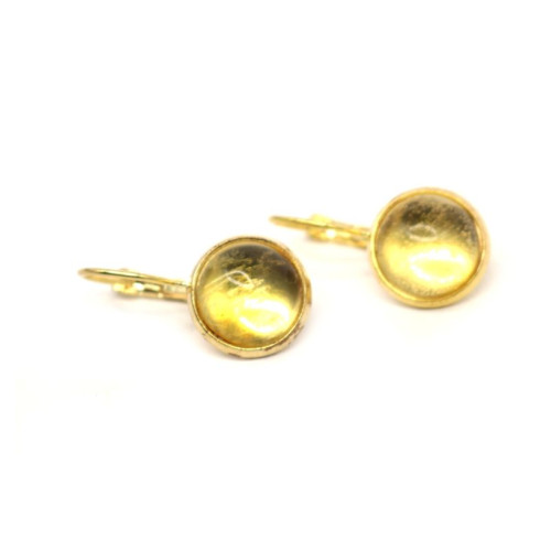 Gold Color Dangle Earrings With Lemon Color Baltic Amber 