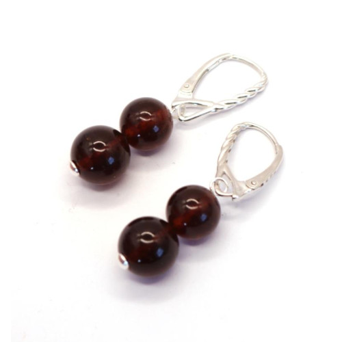 Elegant Pressed Baltic Amber Bead Earrings with 925 Sterling Silver Hooks.