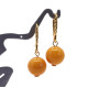 Butterscotch Baltic Amber Ball Earrings with Gold-Plated Leverback Hooks