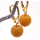 Butterscotch Baltic Amber Ball Earrings with Gold-Plated Leverback Hooks