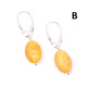 Olive Shape Baltic Amber Earrings Butter Color Drop Shape Sterling 925 Silver