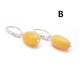 Olive Shape Baltic Amber Earrings Butter Color Drop Shape Sterling 925 Silver