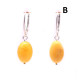 Olive Shape Baltic Amber Earrings Butter Color Drop Shape Sterling 925 Silver