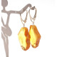 Unique Polished Honey Amber Earrings (Sterling Silver 925)